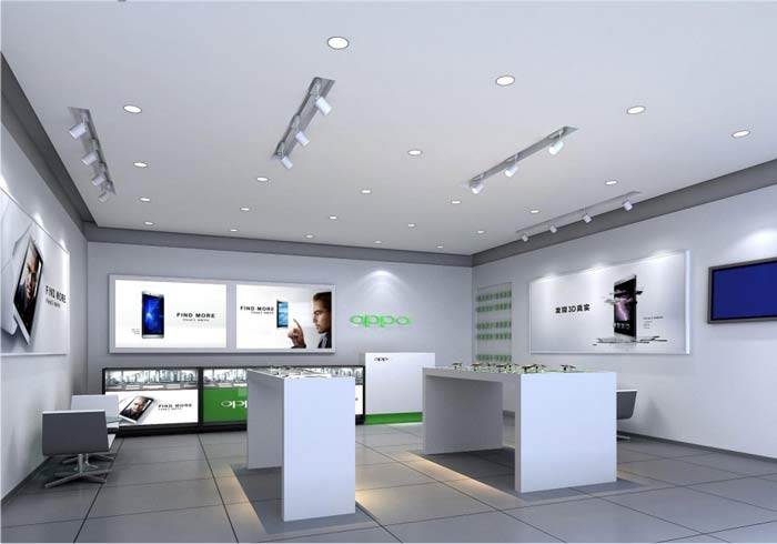 oppo智能手機體驗店手機展覽區裝修設計案例效果圖