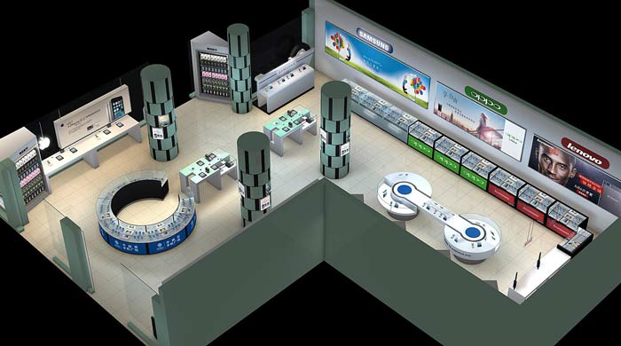 2016年最新、最熱手機店手機展示柜裝修設計案例效果圖