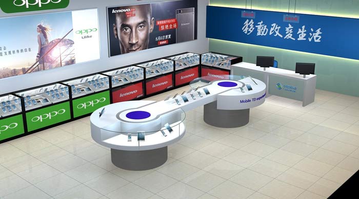 水晶宮手機店前臺裝修設計案例效果圖