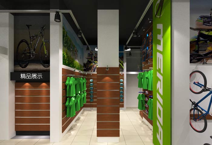 潮流、時尚自行車店精品展示區域裝修設計案例效果圖