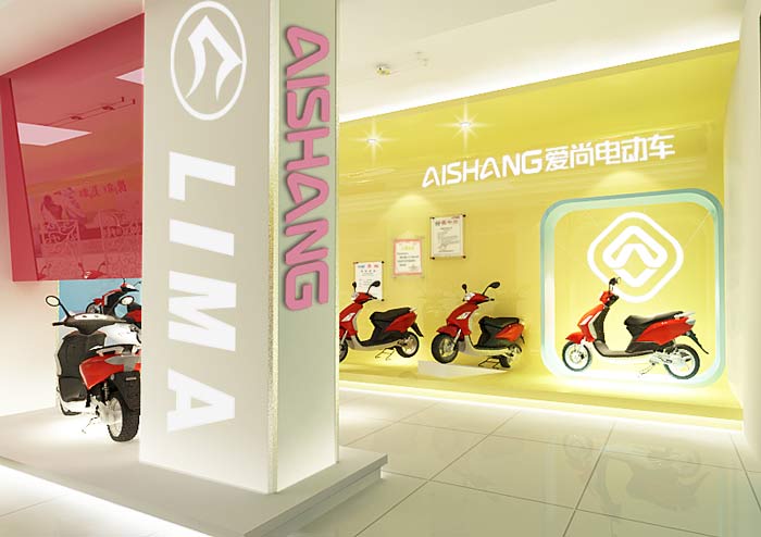 電動車銷售展示中心、店面背景墻裝修設計案例效果圖