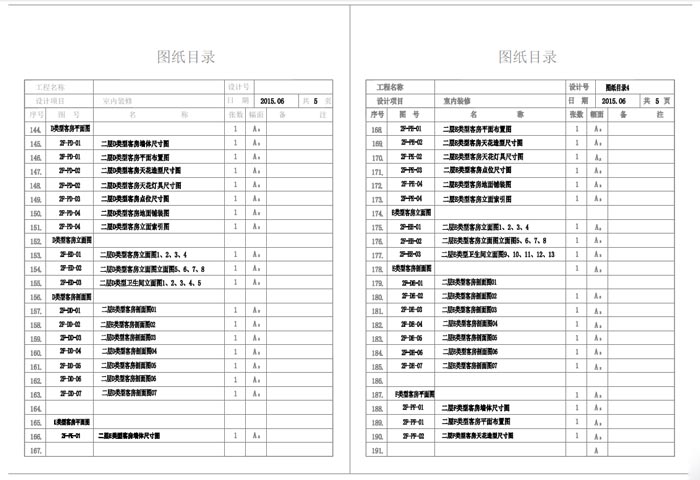 杭州精品酒店室內裝飾工程深化設計施工圖圖紙目錄4