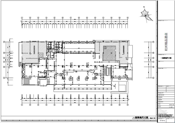 杭州精品酒店室內裝飾工程深化設計一層隔墻尺寸圖