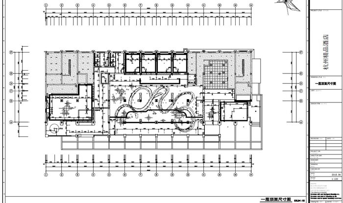 精品酒店室內裝飾工程深化設計一層頂面尺寸圖