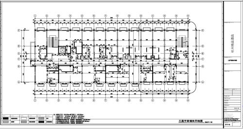 杭州精品酒店室內裝飾工程深化設計三層平面墻體開線圖