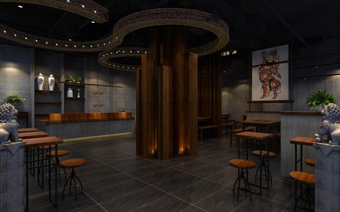 返璞歸真、回歸自然的健康飲食餐廳大廳設計案例效果圖