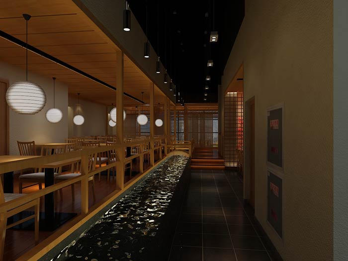 日本料理餐廳餐區裝修設計效果圖